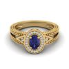 0.58 CTW Tanzanite & VS/SI Diamond Designer Solitaire Halo Ring 10K Yellow Gold - REF-27M6H - 20845