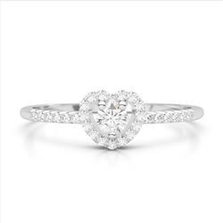 0.33 CTW Micro Pave VS/SI Diamond Halo Heart Ring 18K White Gold - REF-33M3H - 22596