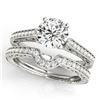 0.82 CTW Certified VS/SI Diamond Solitaire 2Pc Wedding Set Antique 14K White Gold - REF-128K5W - 315
