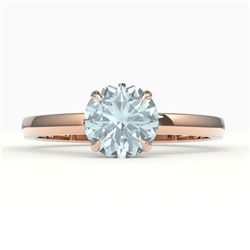 2 CTW Sky Blue Topaz Designer Solitaire Engagement Ring 14K Rose Gold - REF-25K3W - 22245