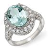 Image 1 : 4.50 CTW Aquamarine & Diamond Ring 14K White Gold - REF-111W6F - 11895