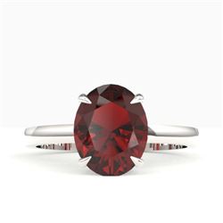 3.50 CTW Garnet Designer Inspired Solitaire Ring 18K White Gold - REF-36H2A - 22063
