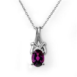 0.77 CTW Amethyst & Diamond Pendant 18K White Gold - REF-15Y3K - 12729