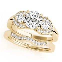 1.8 CTW Certified VS/SI Diamond 3 Stone 2Pc Wedding Set 14K Yellow Gold - REF-521W3F - 32020