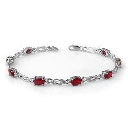 5.48 CTW Ruby & Diamond Bracelet 14K White Gold - REF-66X4T - 14078