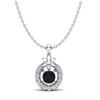 0.24 CTW Black & Micro Pave VS/SI Diamond Halo Solitaire Necklace 18K White Gold - REF-20X5T - 20359