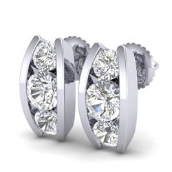 2.18 CTW VS/SI Diamond Solitaire Art Deco Stud Earrings 18K White Gold - REF-300T2M - 37010