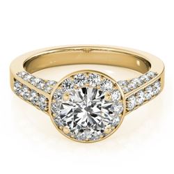 1.5 CTW Certified VS/SI Diamond Solitaire Halo Ring 18K Yellow Gold - REF-242T2M - 26783