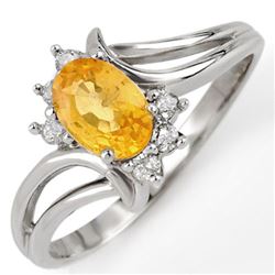 0.70 CTW Yellow Sapphire & Diamond Ring 10K White Gold - REF-18K8W - 10643