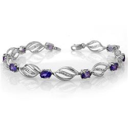 5.60 CTW Tanzanite & Diamond Bracelet 14K White Gold - REF-98K2W - 10496