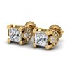 Image 1 : 2.5 CTW Princess VS/SI Diamond Art Deco Stud Earrings 18K Yellow Gold - REF-642W2F - 37153
