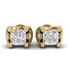 Image 2 : 2.5 CTW Princess VS/SI Diamond Art Deco Stud Earrings 18K Yellow Gold - REF-642W2F - 37153