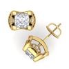 Image 4 : 2.5 CTW Princess VS/SI Diamond Art Deco Stud Earrings 18K Yellow Gold - REF-642W2F - 37153