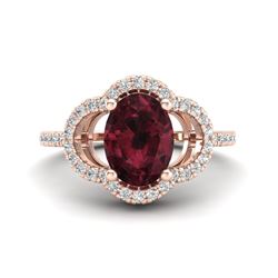 2 CTW Garnet & Micro Pave VS/SI Diamond Ring 10K Rose Gold - REF-33Y3K - 20983