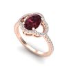 Image 2 : 2 CTW Garnet & Micro Pave VS/SI Diamond Ring 10K Rose Gold - REF-33Y3K - 20983