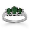 Image 1 : 1.08 CTW Emerald & Diamond Ring 14K White Gold - REF-29X3T - 13661
