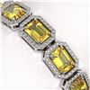 Image 4 : 23.74 CTW Fancy Citrine & Diamond Halo Bracelet 10K White Gold - REF-303A8X - 41420