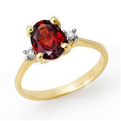 1.54 CTW Garnet & Diamond Ring 10K Yellow Gold - REF-22A2X - 13221