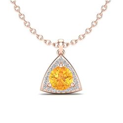1.50 CTW Citrine & Micro Pave Halo VS/SI Diamond Necklace 14K Rose Gold - REF-33H5A - 20520