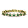Image 1 : 15.2 CTW Emerald & Diamond Halo Bracelet 10K Yellow Gold - REF-255M3H - 40453