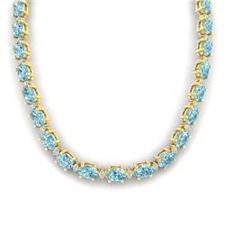 46.5 CTW Sky Blue Topaz & VS/SI Certified Diamond Eternity Necklace 10K Yellow Gold - REF-223Y5K - 2