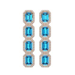 11.13 CTW Swiss Topaz & Diamond Halo Earrings 10K Rose Gold - REF-150M9H - 41460