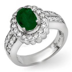 2.25 CTW Emerald & Diamond Ring 18K White Gold - REF-124X9T - 11922