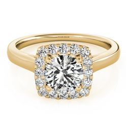 1.37 CTW Certified VS/SI Diamond Solitaire Halo Ring 18K Yellow Gold - REF-393N5Y - 26283