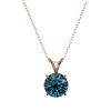 Image 4 : 1.50 CTW Certified Intense Blue SI Diamond Solitaire Necklace 10K Rose Gold - REF-202W5F - 33227