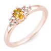 0.44 CTW Yellow Sapphire & Diamond Ring 10K Rose Gold - REF-19H3A - 11579