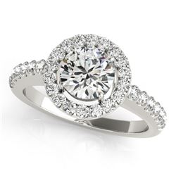 1.65 CTW Certified VS/SI Diamond Solitaire Halo Ring 18K White Gold - REF-402A8X - 26332