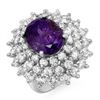 Image 1 : 12.50 CTW Tanzanite & Diamond Ring 18K White Gold - REF-696H4A - 13428