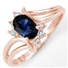 Image 1 : 0.70 CTW Blue Sapphire & Diamond Ring 14K Rose Gold - REF-22K8W - 10448