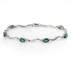 3.02 CTW Emerald & Diamond Bracelet 10K White Gold - REF-35X8T - 10896