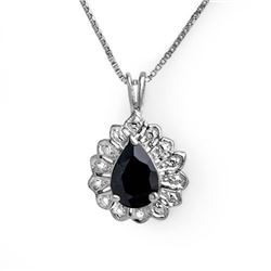 1.10 CTW Blue Sapphire Pendant 18K White Gold - REF-19W3F - 13637