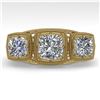 Image 1 : 2 CTW Past Present Future VS/SI Cushion Cut Diamond Ring Deco 18K Yellow Gold - REF-481Y6K - 36073