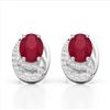 Image 1 : 2.50 Ruby & Micro Pave VS/SI Diamond Stud Earrings 10K White Gold - REF-25A6X - 22336