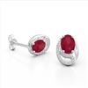 Image 2 : 2.50 Ruby & Micro Pave VS/SI Diamond Stud Earrings 10K White Gold - REF-25A6X - 22336