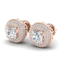 2.35 CTW VS/SI Diamond Solitaire Art Deco Stud Earrings 18K Rose Gold - REF-400T2M - 37257