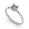 Image 2 : 0.52 CTW Princess Cut VS/SI Diamond Engagement Designer Ring 18K White Gold - REF-98H4A - 32391