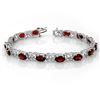 Image 1 : 13.55 CTW Garnet & Diamond Bracelet 14K White Gold - REF-80N5Y - 10123