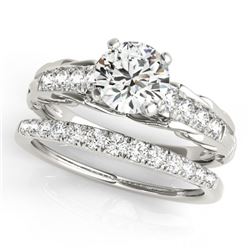 1.04 CTW Certified VS/SI Diamond Solitaire 2Pc Wedding Set 14K White Gold - REF-200Y4K - 31646