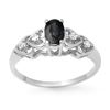 0.57 CTW Blue Sapphire & Diamond Ring 18K White Gold - REF-28T8M - 12644