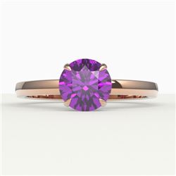 2 CTW Amethyst Designer Inspired Solitaire Engagement Ring 14K Rose Gold - REF-25X6T - 22208