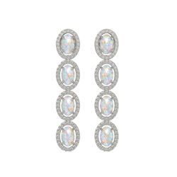 4.05 CTW Opal & Diamond Halo Earrings 10K White Gold - REF-112T8M - 40517