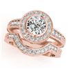 Image 1 : 2.39 CTW Certified VS/SI Diamond 2Pc Wedding Set Solitaire Halo 14K Rose Gold - REF-589W8F - 31053