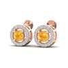 Image 1 : 0.75 CTW Citrine & Micro Pave VS/SI Diamond Earrings Solitaire Halo 14K Rose Gold - REF-33W8F - 2005