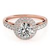 1.65 CTW Certified VS/SI Diamond Solitaire Halo Ring 18K Rose Gold - REF-411X8T - 26498