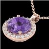 2 CTW Amethyst & Halo VS/SI Diamond Micro Pave Necklace 14K Rose Gold - REF-34H2A - 21548