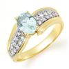 1.20 CTW Aquamarine & Diamond Ring 10K Yellow Gold - REF-51T8M - 14520
